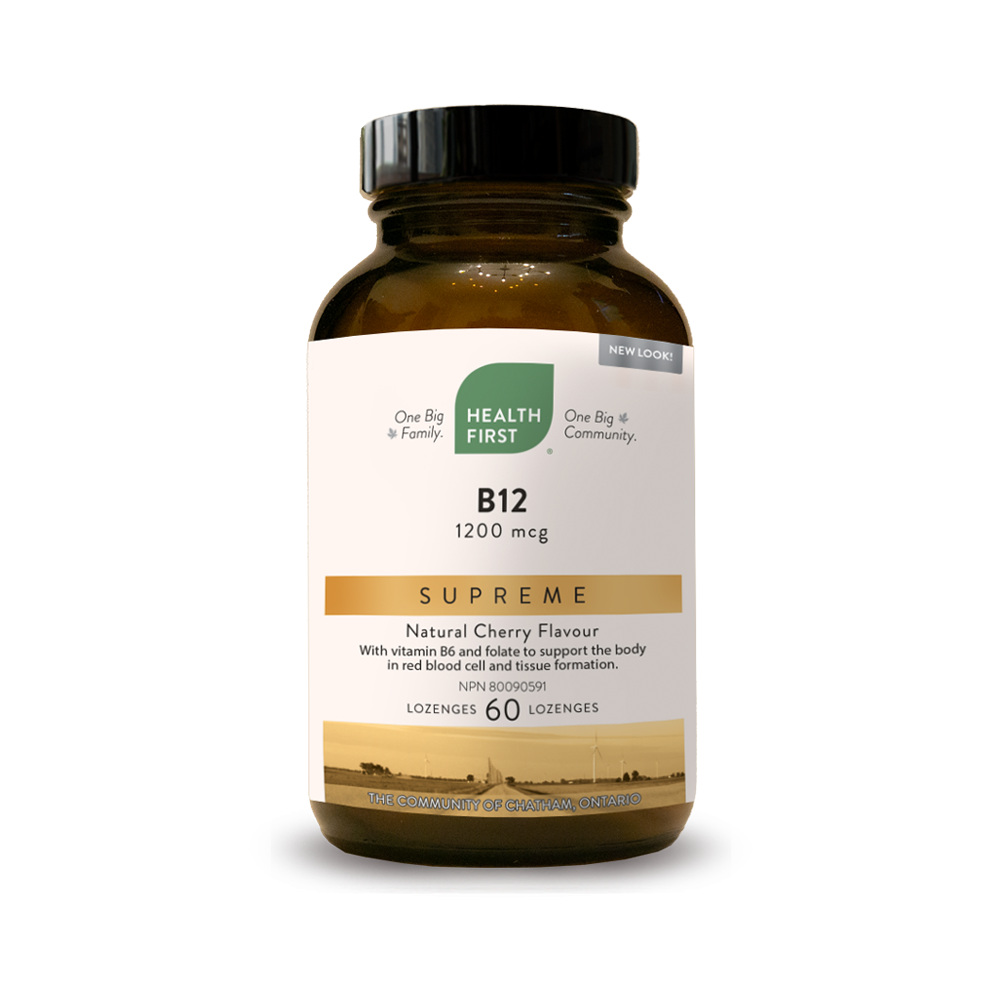 B12 Supreme with B6 and folic acid 1200 mcg, 60 lozenges (Health First)