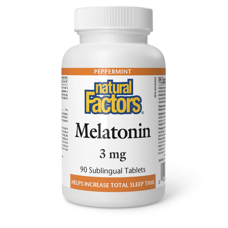 Melatonin 3mg, Peppermint, 90 sublingual tablets (Natural Factors)