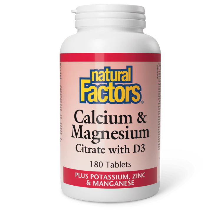 Calcium & Magnesium Citrate w/D, 180 tablets  (Natural Factors)