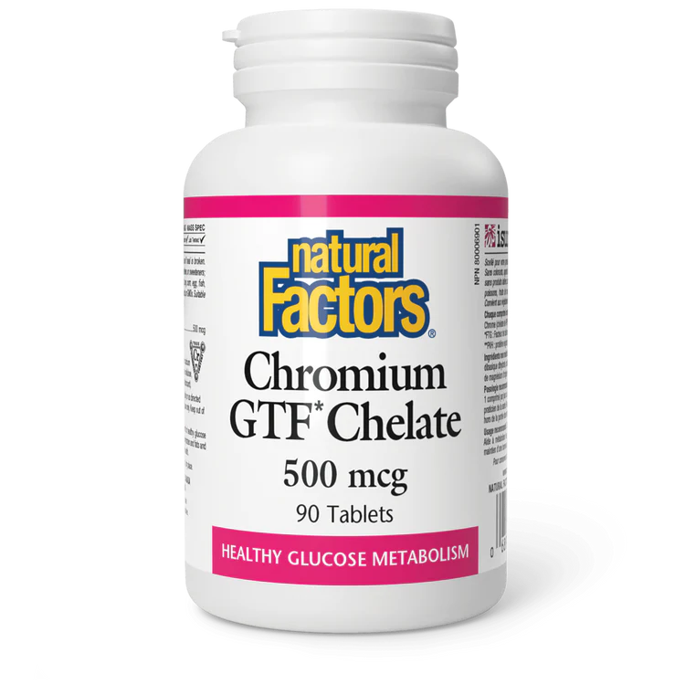 Chromium GTF Chelate, 500 mcg, 90 tablets  (Natural Factors)