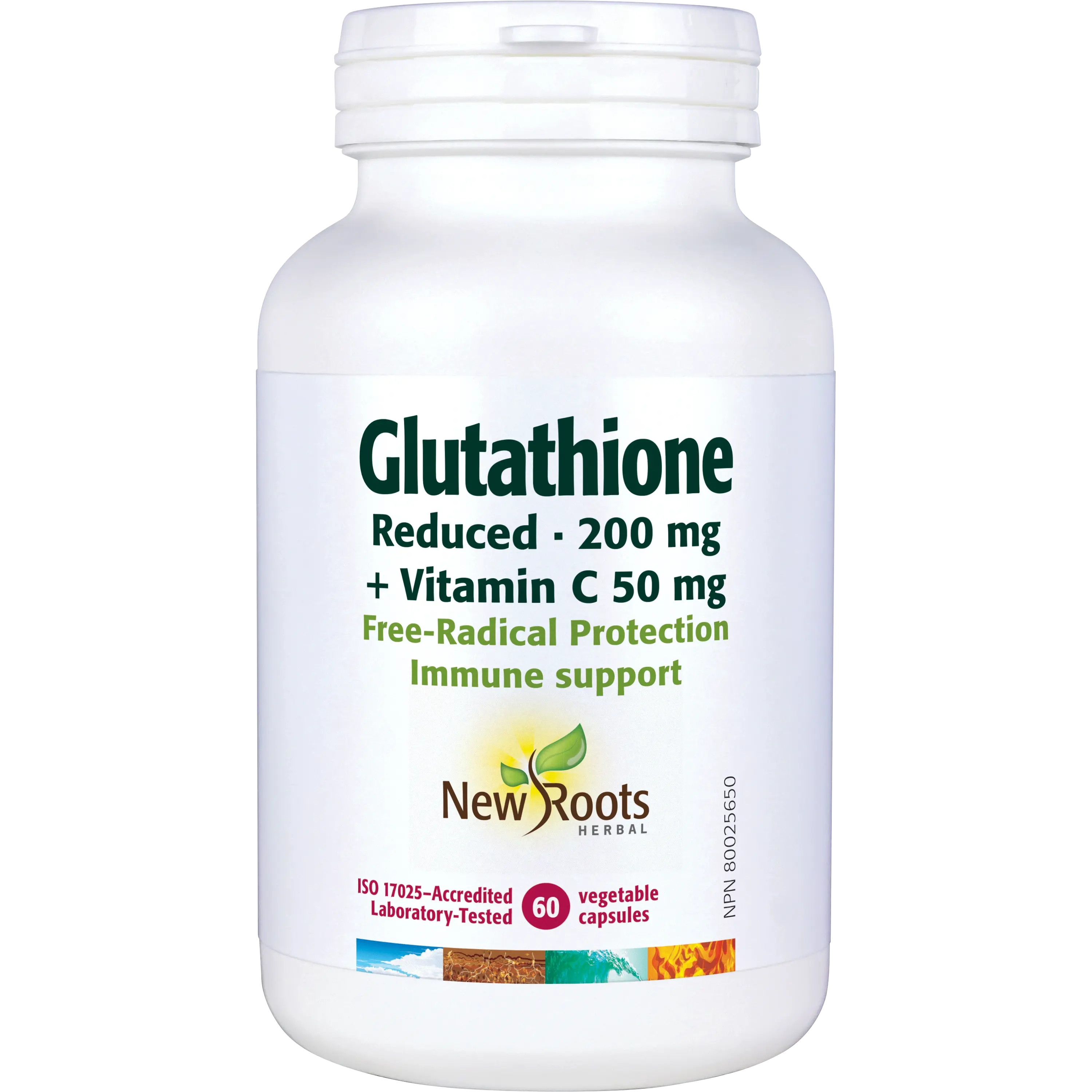 Glutathione, reduced, 200 mg + Vitamin C 50 mg,  60 caps (New Roots)