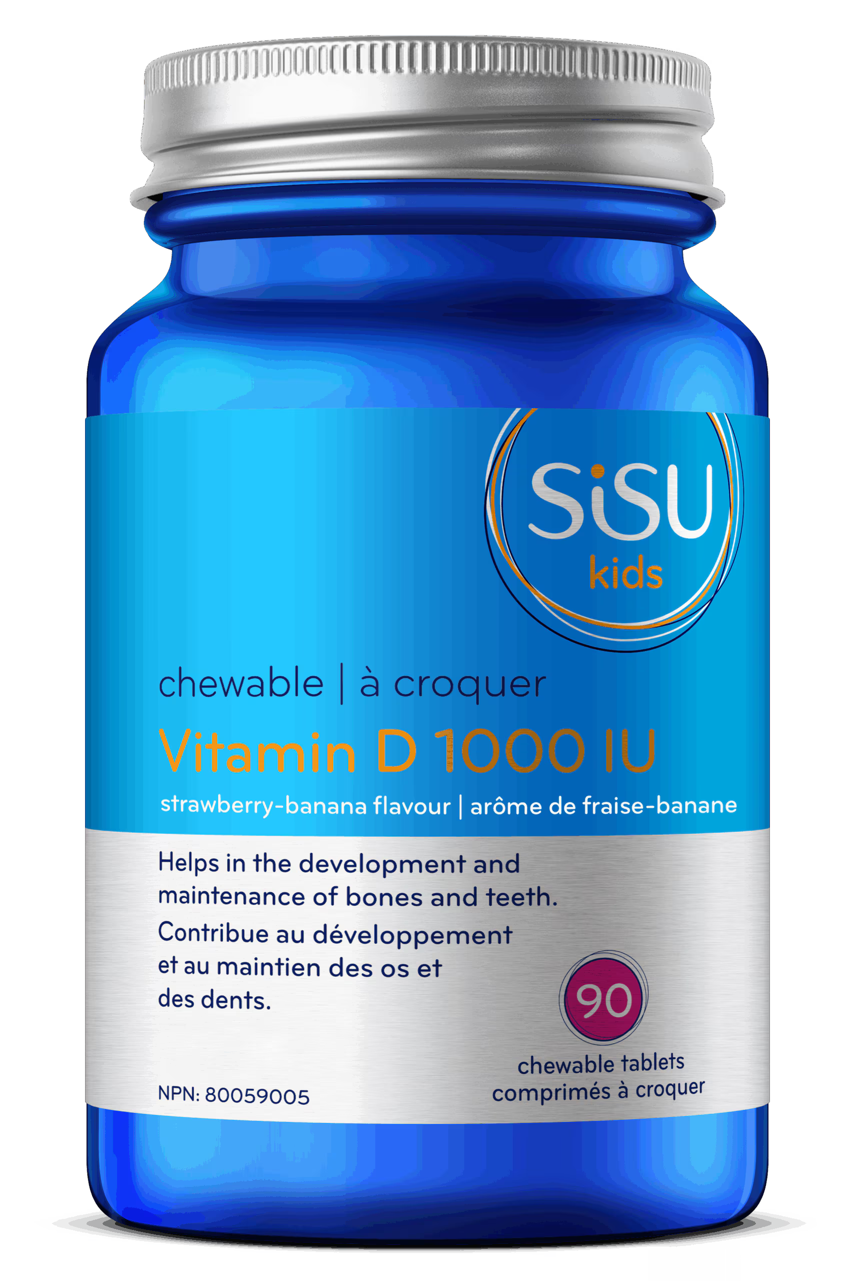 Kids Vitamin D, 1000IU, 90 chewtabs strawberry-banana (Sisu)