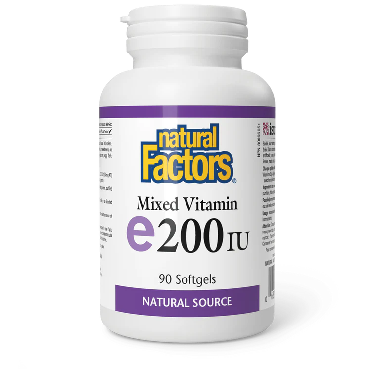 Vitamin E, 200 IU, mixed tocopherols, 90 softgels  (Natural Factors)