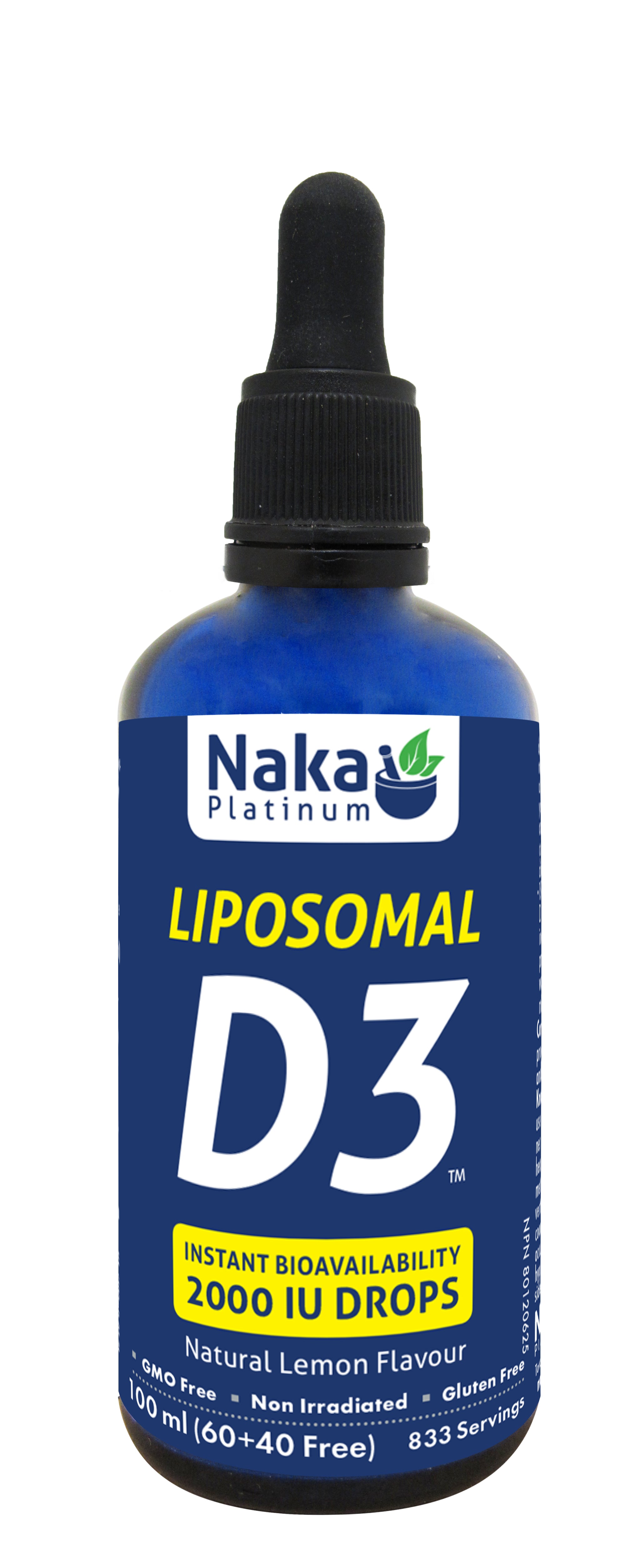 Liposomal D3 Sublingual 2000 IU, 100ml, Natural Lemon Flavour (Naka)