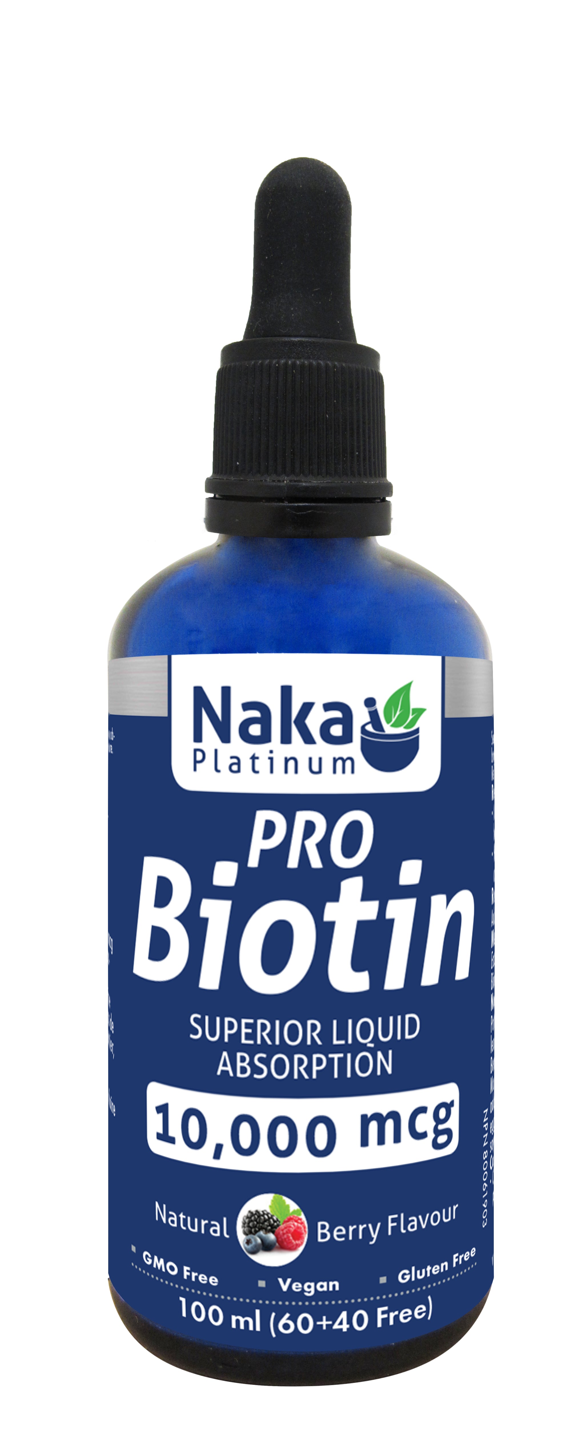 Pro Biotin liquid 100 ml (60 ml + 40 ml bonus),10,000 mcg (Naka)