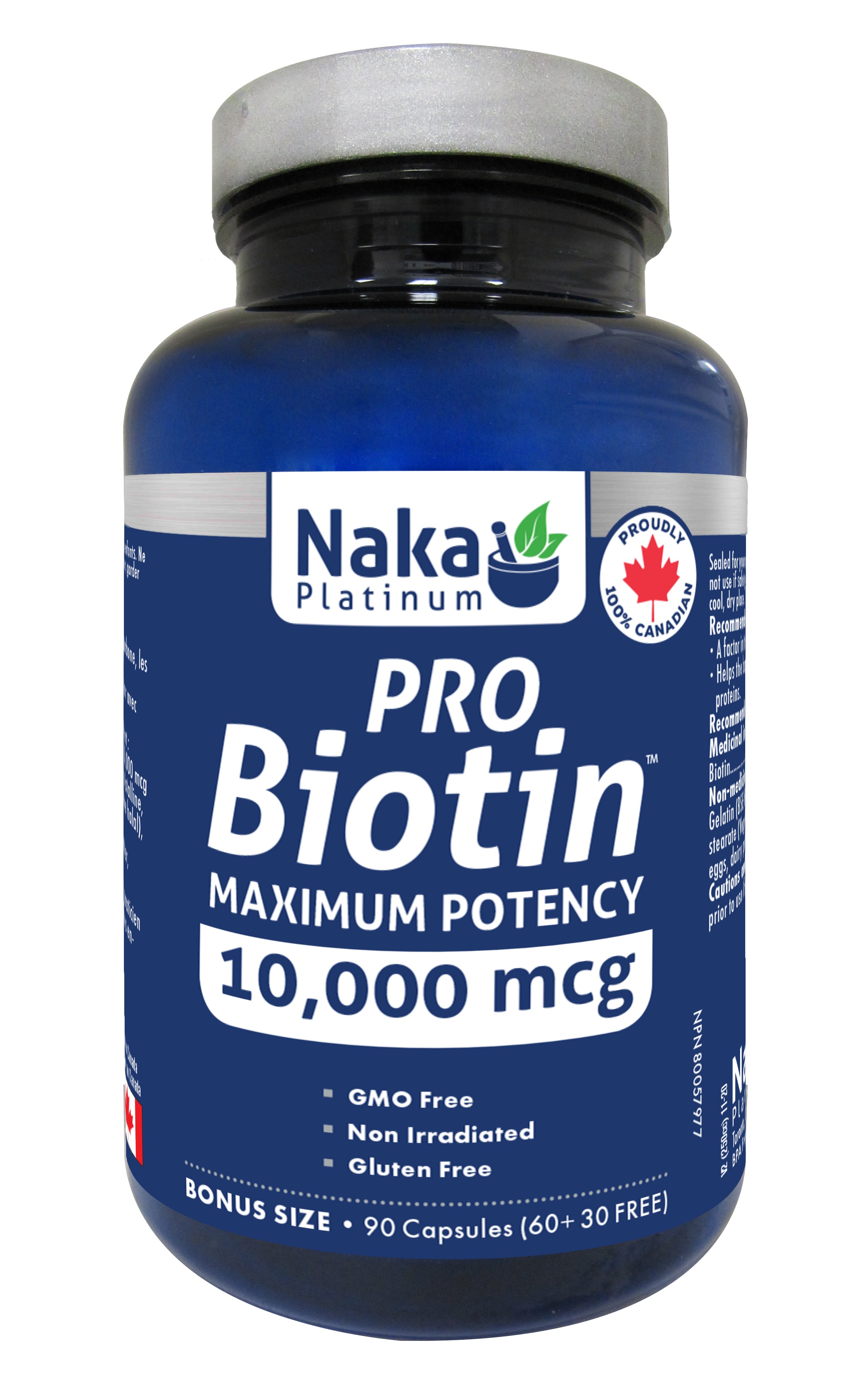 PRO Biotin, 10,000mcg 90 caps (60 + 30 Bonus) (Naka)