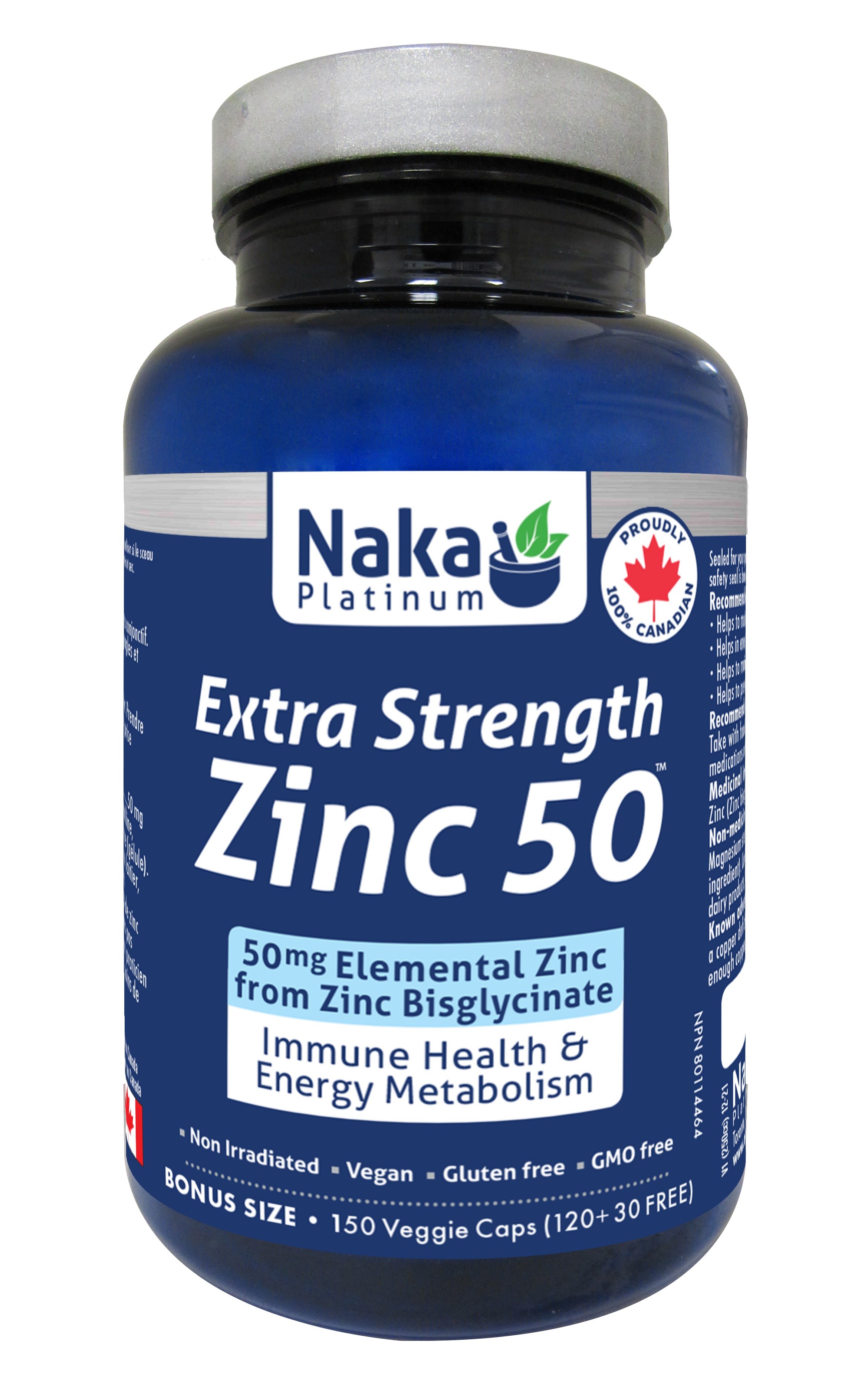 Zinc Extra Strength, 50mg, 150 capsules (Naka)