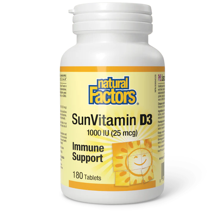 SunVitamin D3, 1000 IU, 180 tablets  (Natural Factors)