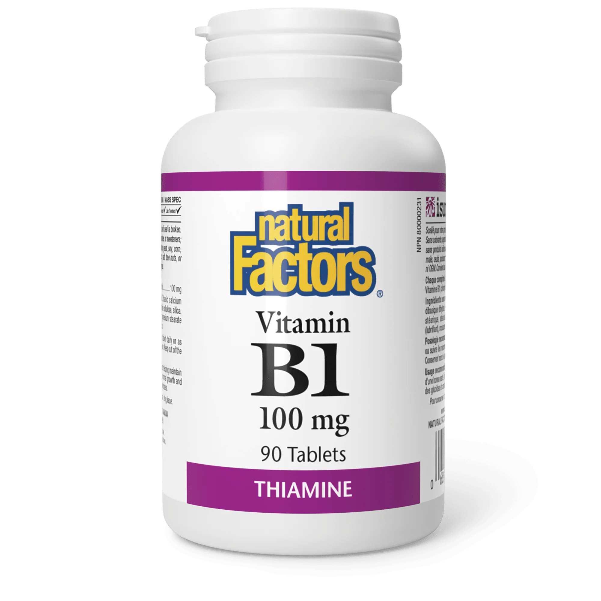 Vitamin B1, 100 mg, 90 tablets  (Natural Factors)