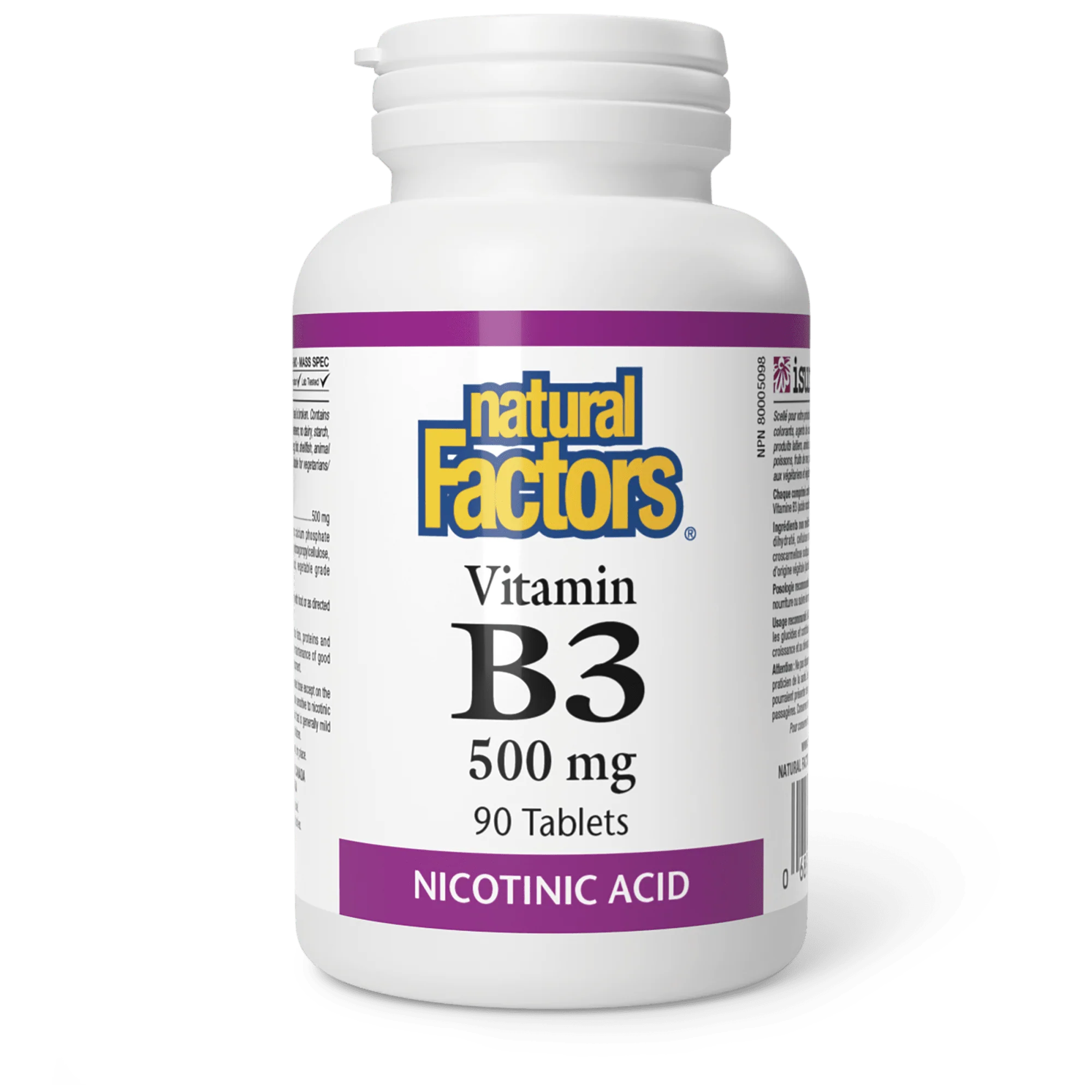 Vitamin B3, 500 mg, 90 tablets  (Natural Factors)