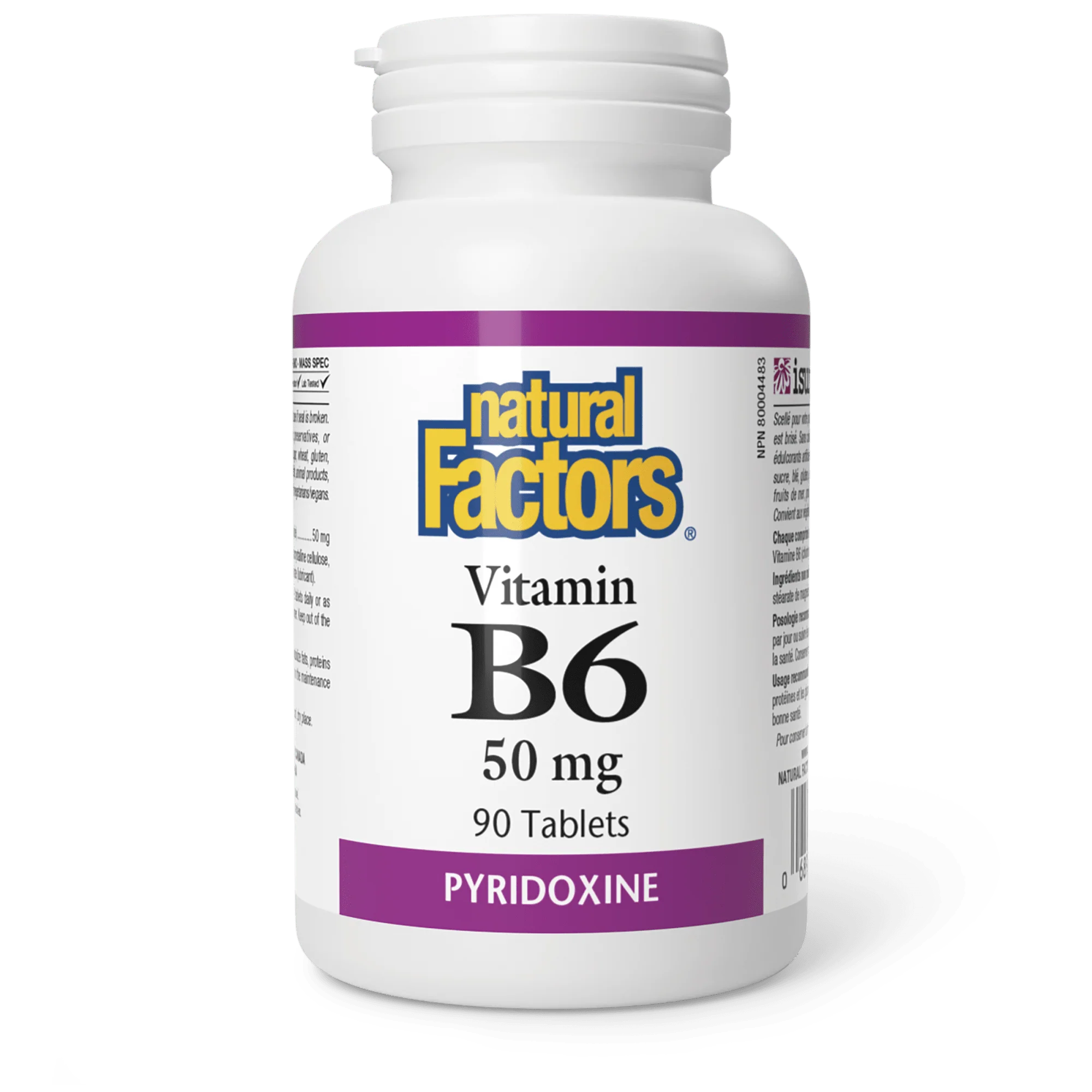 Vitamin B6, 50 mg, 90 tablets  (Natural Factors)