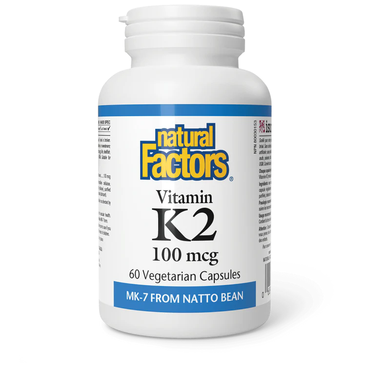 Vitamin K2, 100 mcg, 60 Vegetarian Capsules (Natural Factors)