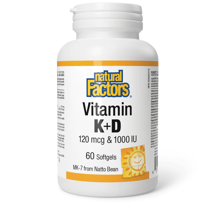 vitamins K & D, 120 mcg & 1000 iu, 60 softgels  (Natural Factors)