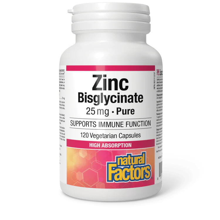 Zinc Bisglycinate, 120 vcaps, 25mg (Natural Factors)