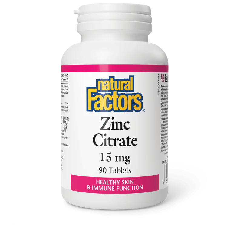 Zinc Citrate, 15 mg, 90 tablets  (Natural Factors)