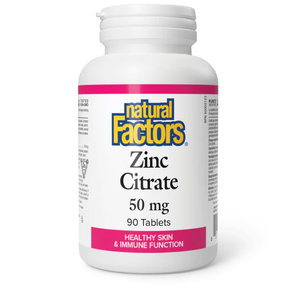 Zinc Citrate, 50 mg, 90 tablets  (Natural Factors)
